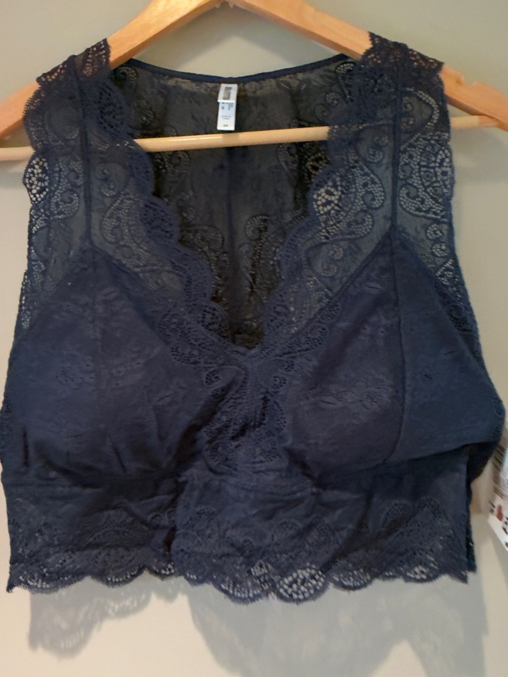 Zenana Outfitters Lace Bralette - Navy Blue 2X